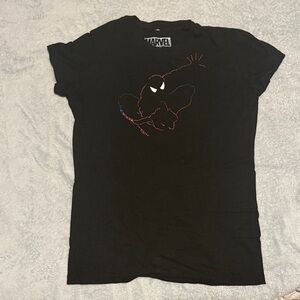 Marvel Black Tee with Spider-Man Design